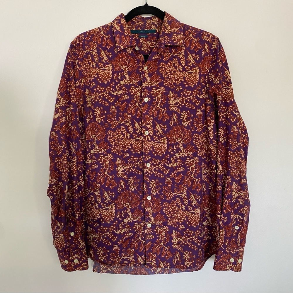 Perry Ellis Multicolor Patterned Slim Fit Dress Shirt